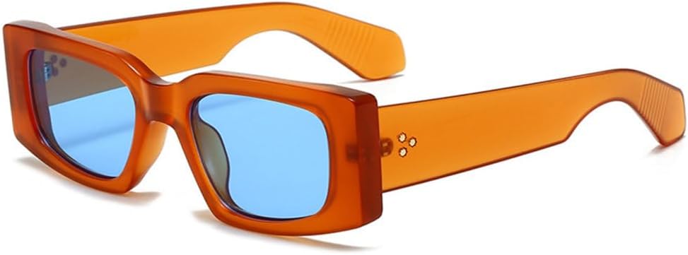 

Модные женские солнцезащитные очки в винтажном стиле с заклепками, мужские желто-синие, защита от УФ-излучения UV400, трендовые панк-солнцезащитные очки, оранжево-синие, один размер TYUVIVO, Orange Blue