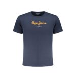 

Синяя хлопковая футболка Pepe Jeans