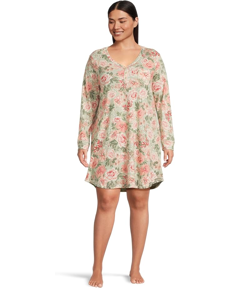 

Женская ночная сорочка Karen Neuburger Plus Vintage Dreams с длинным рукавом и пико, Forest Rose