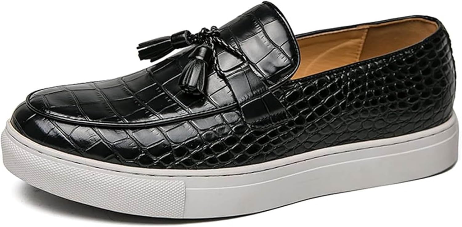 

Мужские кожаные туфли Xinduoyu с тиснением под крокодила, деловые и повседневные, противоскользящие лоферы, черный