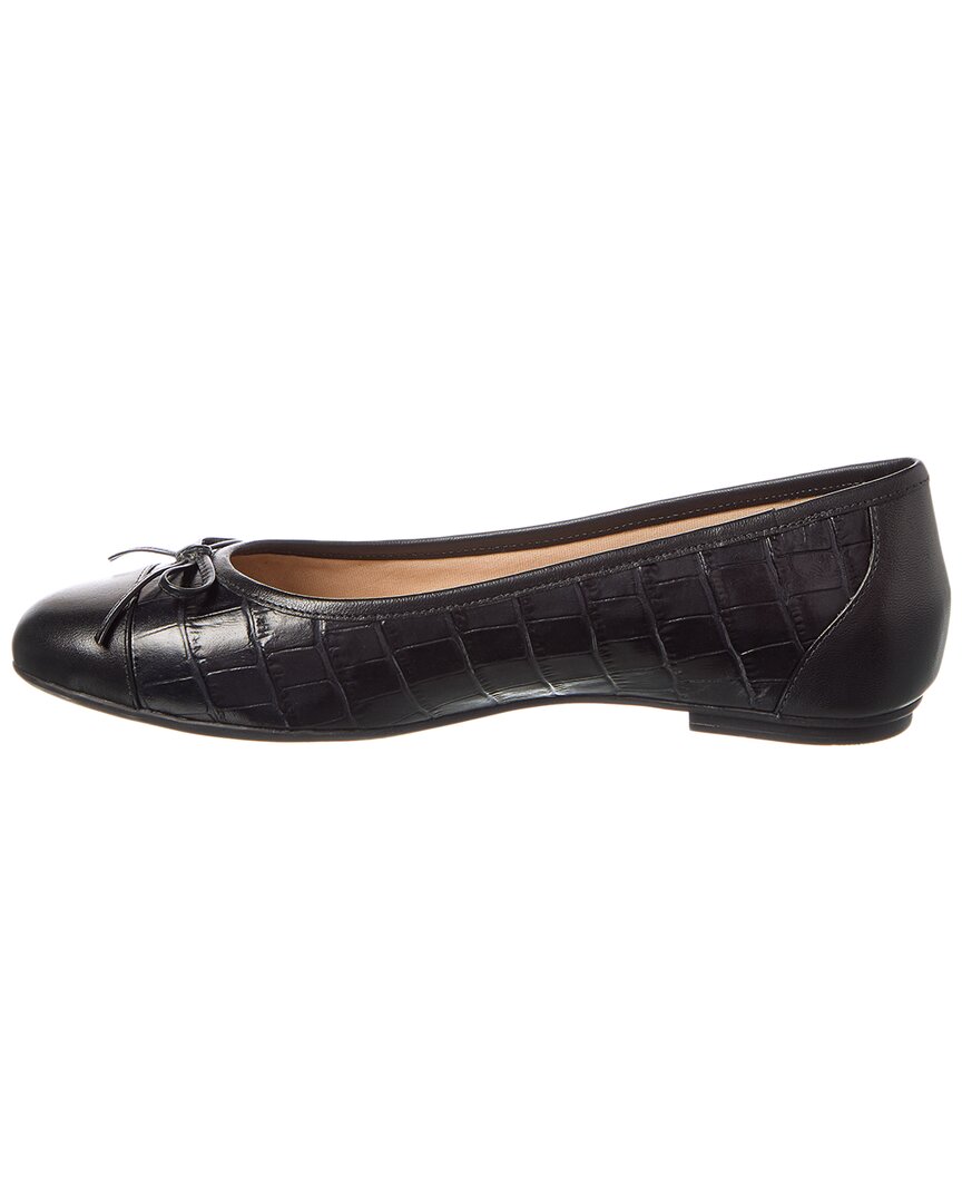 Французская подошва Cordelia Плоские туфли из кожи с тиснением под крокодила French Sole, черный — фото 2