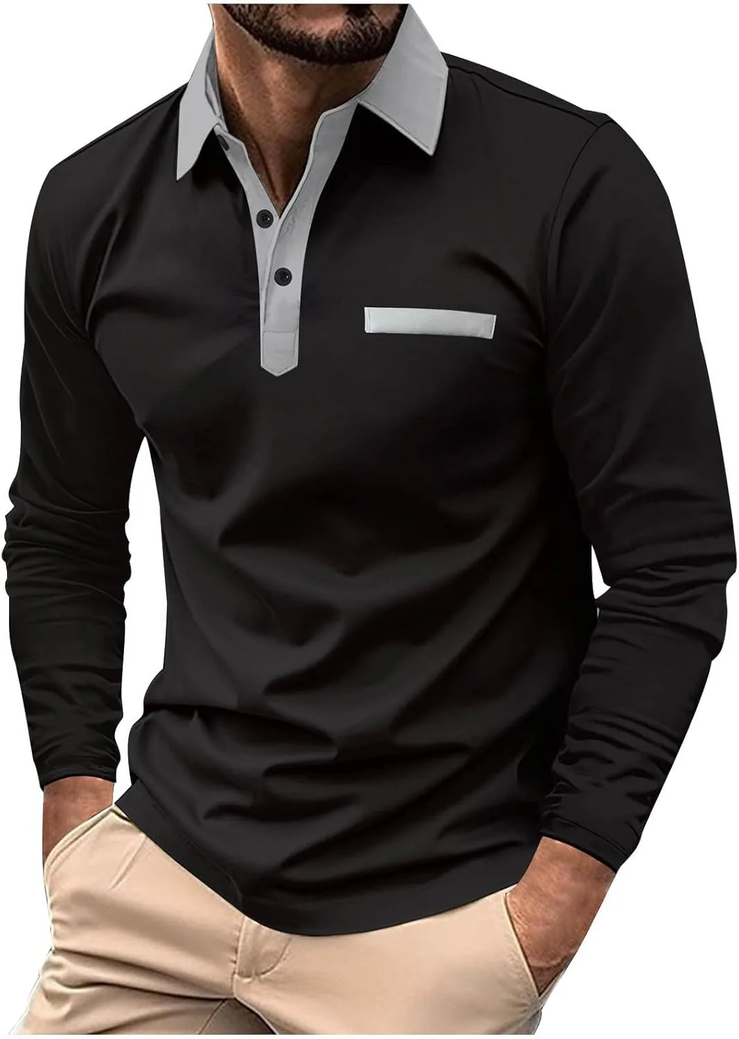 Мужская поло с длинным рукавом Casual Basic