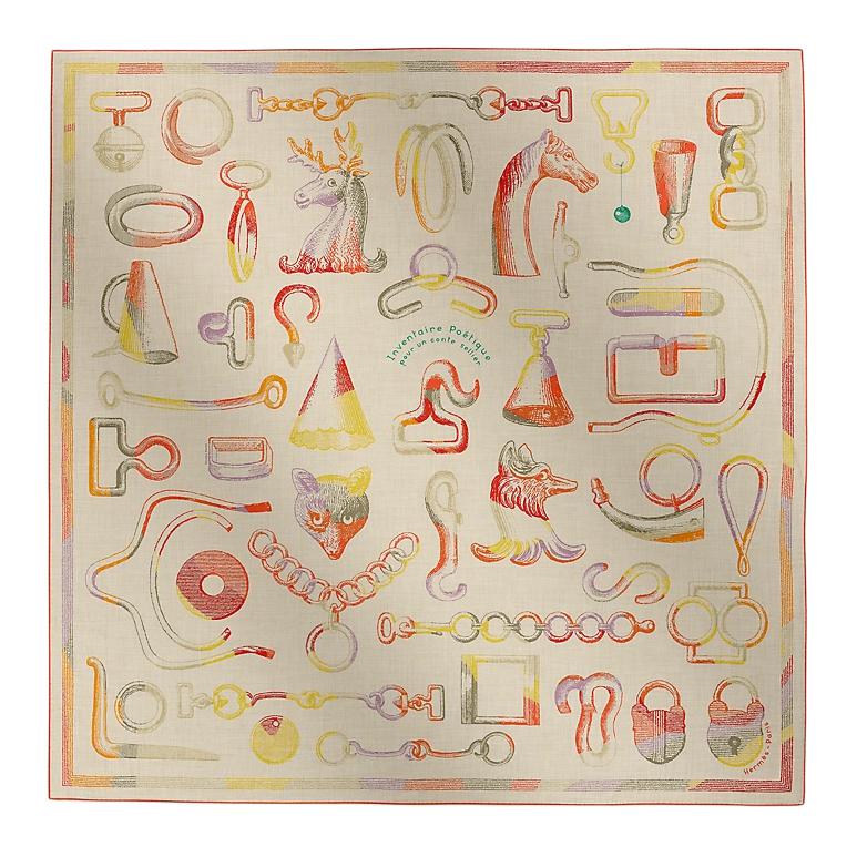 

HERMES Кашемировая шелковая шаль женская бежевая, Beige