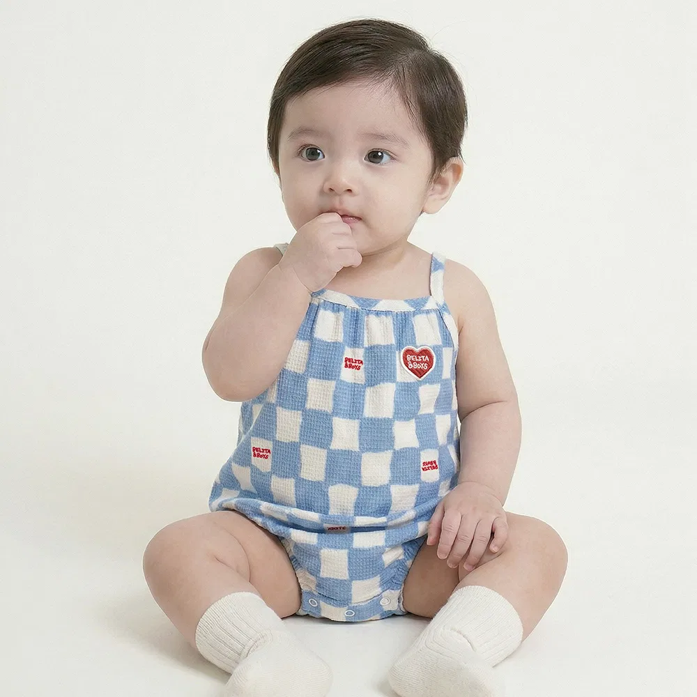 Детский боди Belita&Boys Baby Checkerboard Poly Seersucker без рукавов, светло-голубой