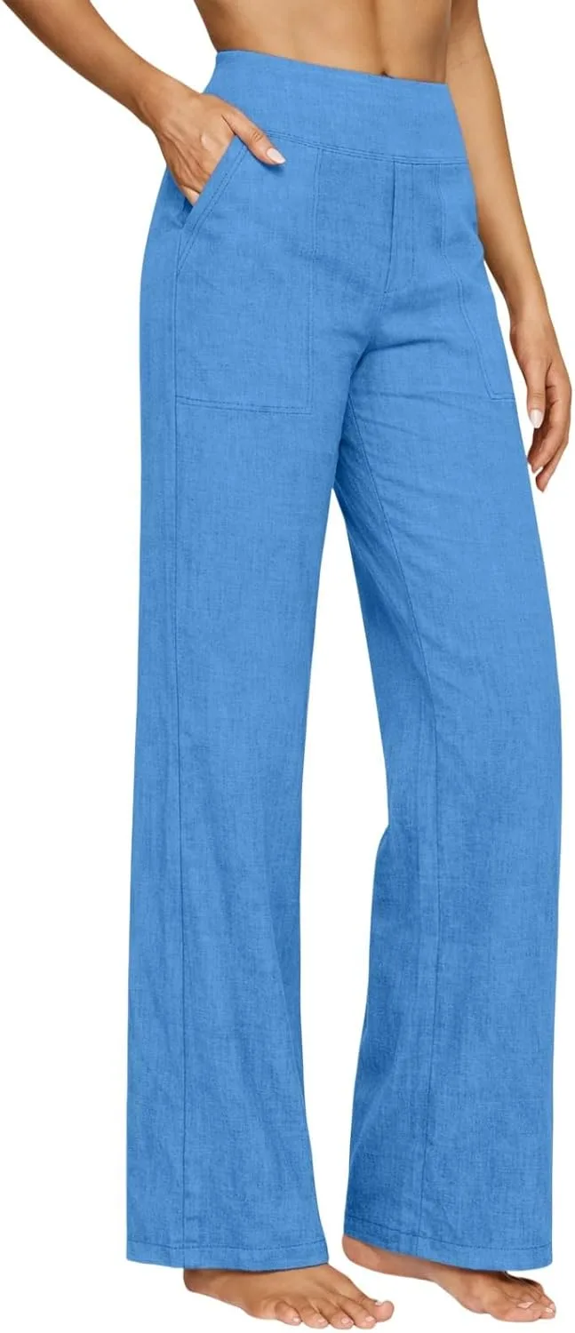 

Женские летние брюки Casual Cotton Linen, свободные, прямые, высокие