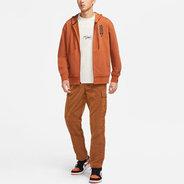 Толстовка Men's Air Jordan Zion Alphabet Printing Retro Hooded Zipper Jacket Brown, коричневый — фото 3