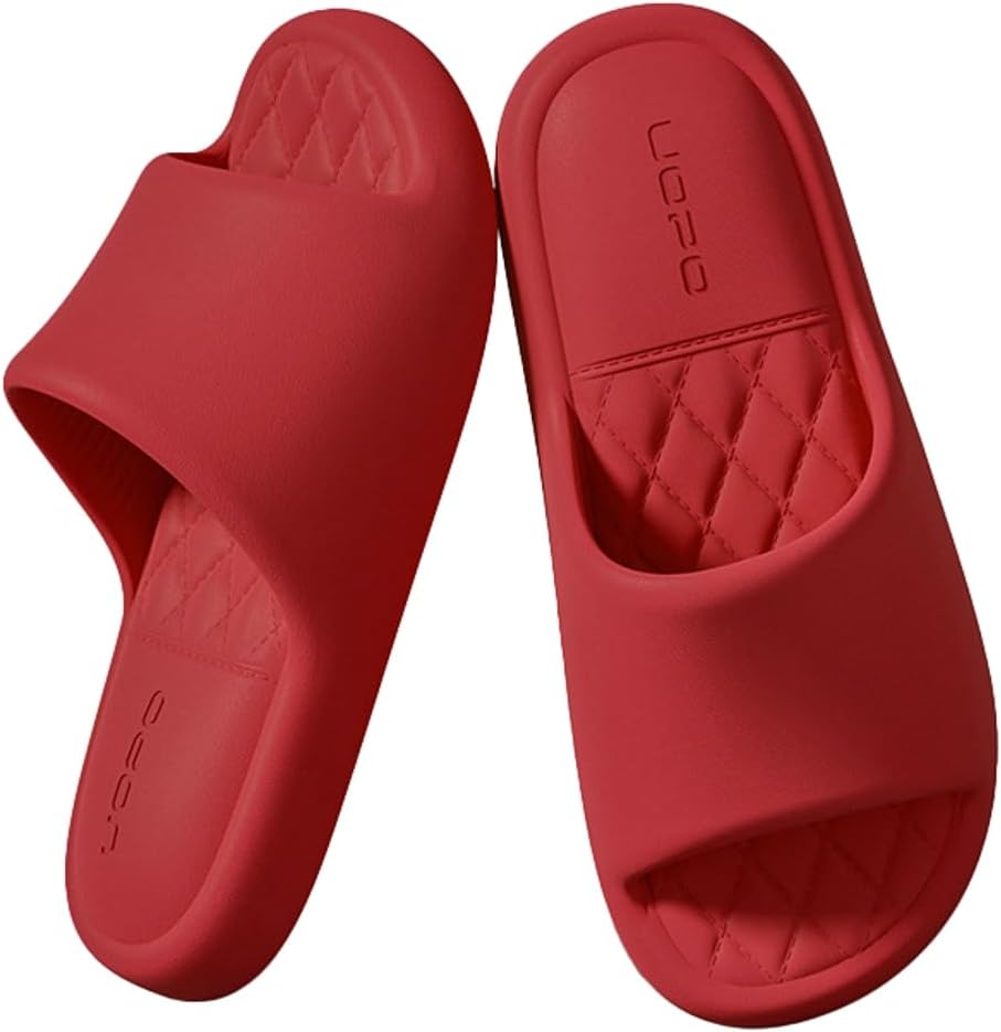 

Женские и мужские шлепанцы для душа Rungion, мягкая подошва, быстрое высыхание, домашние нескользящие сандалии, красный