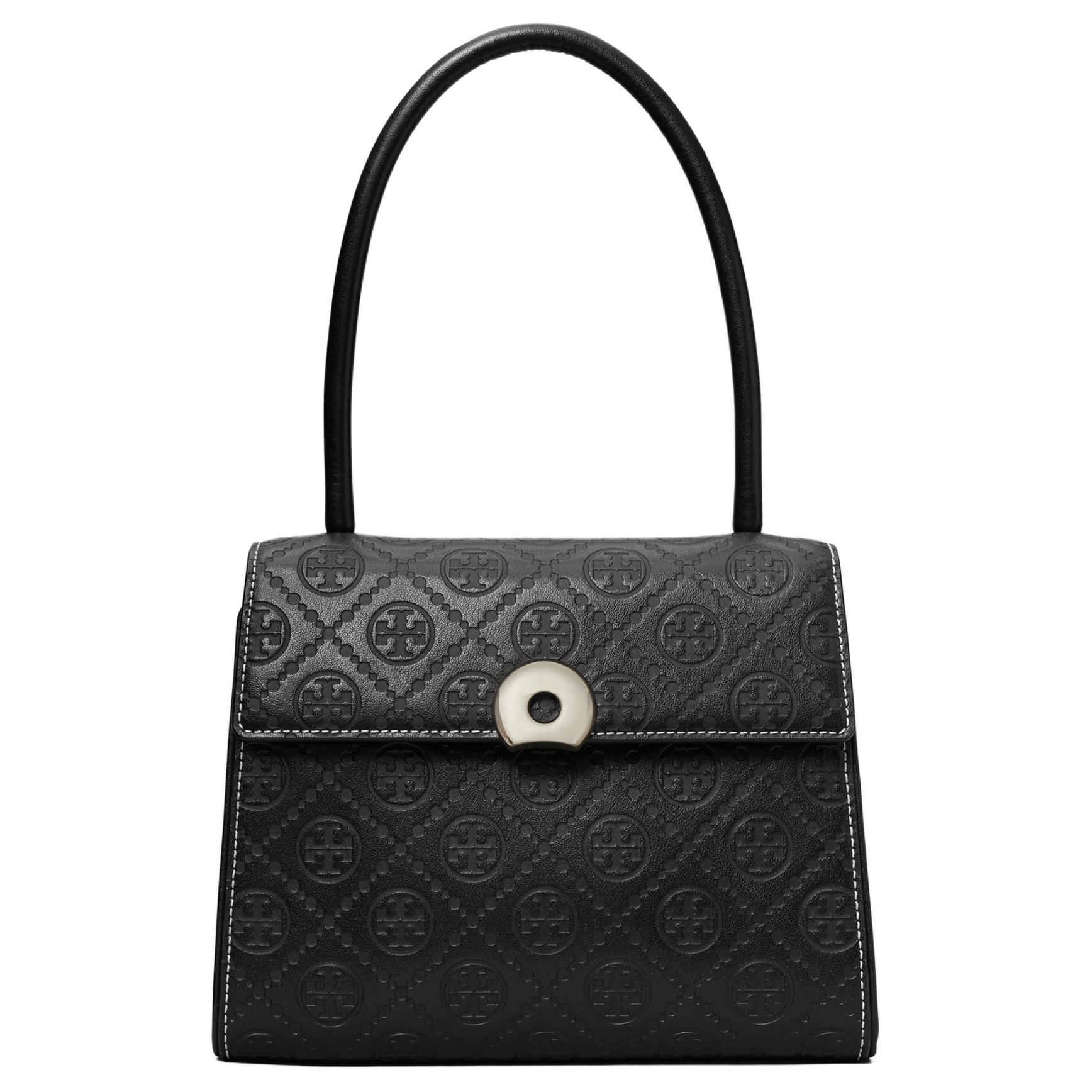 

TORY BURCH Сумка-мессенджер из кожи с монограммой T, женская, черная