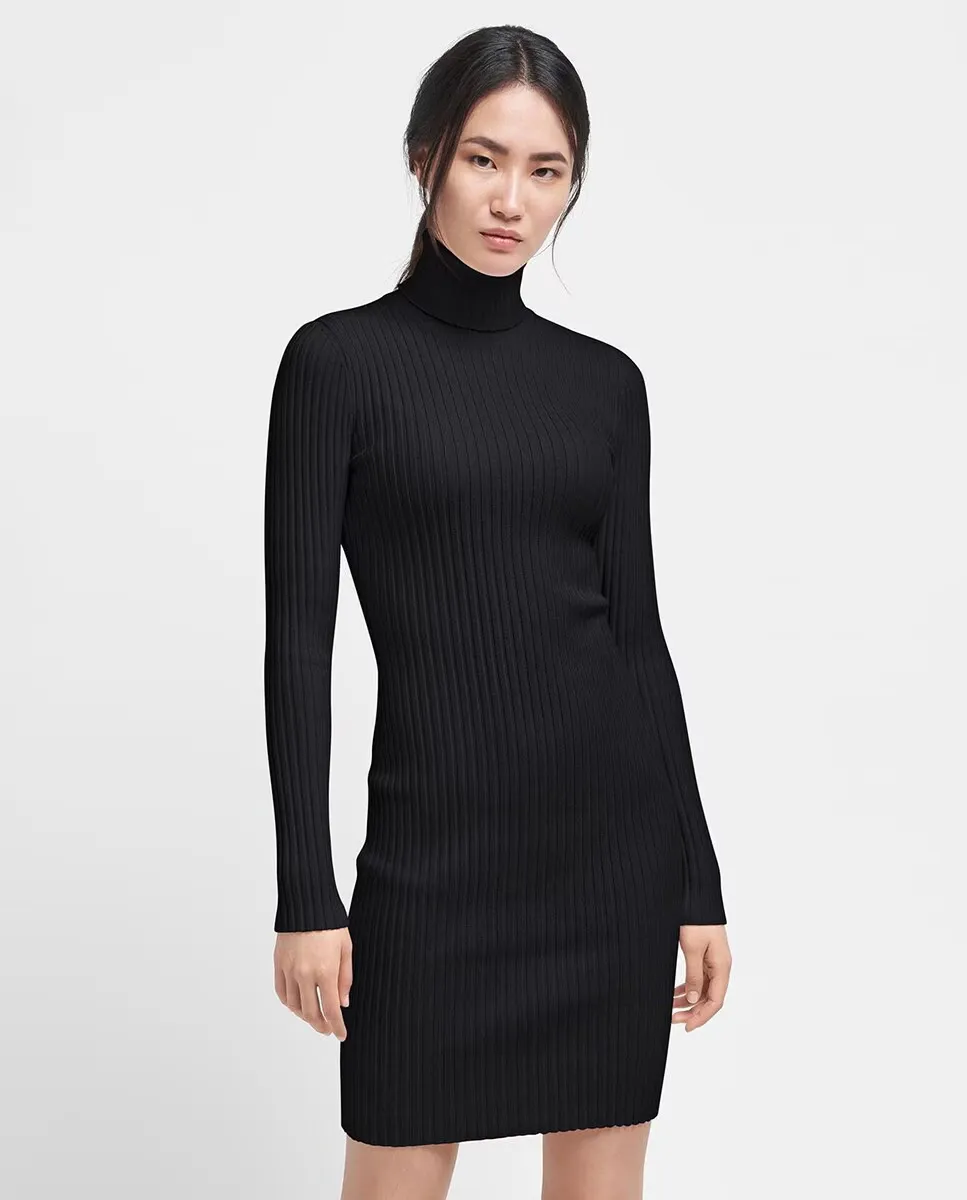 

Платье в рубчик с высоким воротником Wolford, черный