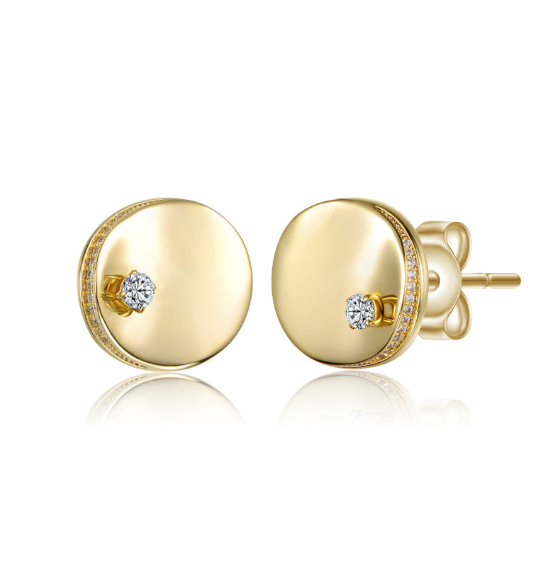 

Круглые серьги-гвоздики с покрытием из 14-каратного золота и прозрачными кубическими цирконами Rachel Glauber, золотой