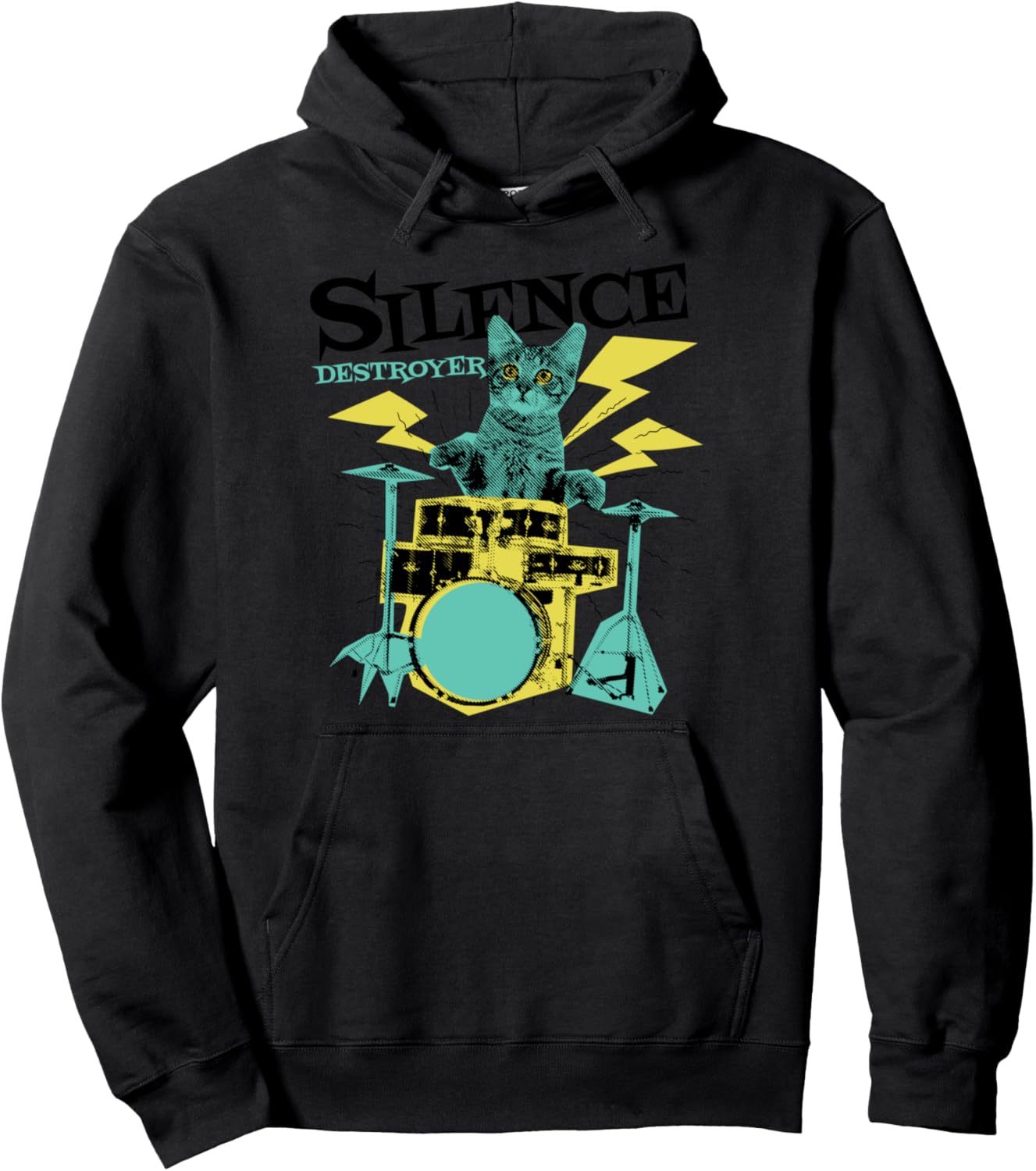 

Худи с изображением кота-барабанщика Epic Novelty Gifts, черный