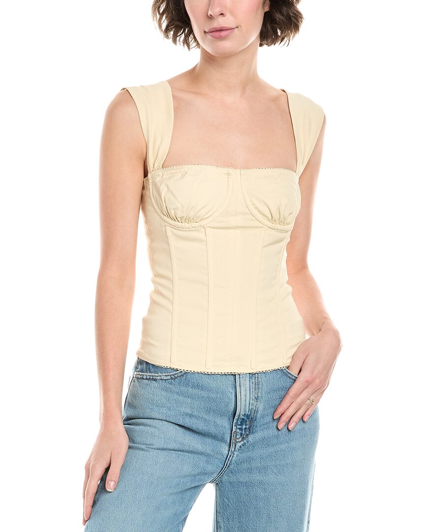 

WeWoreWhat Корсетный топ с чашечками из льняной смеси, бежевый