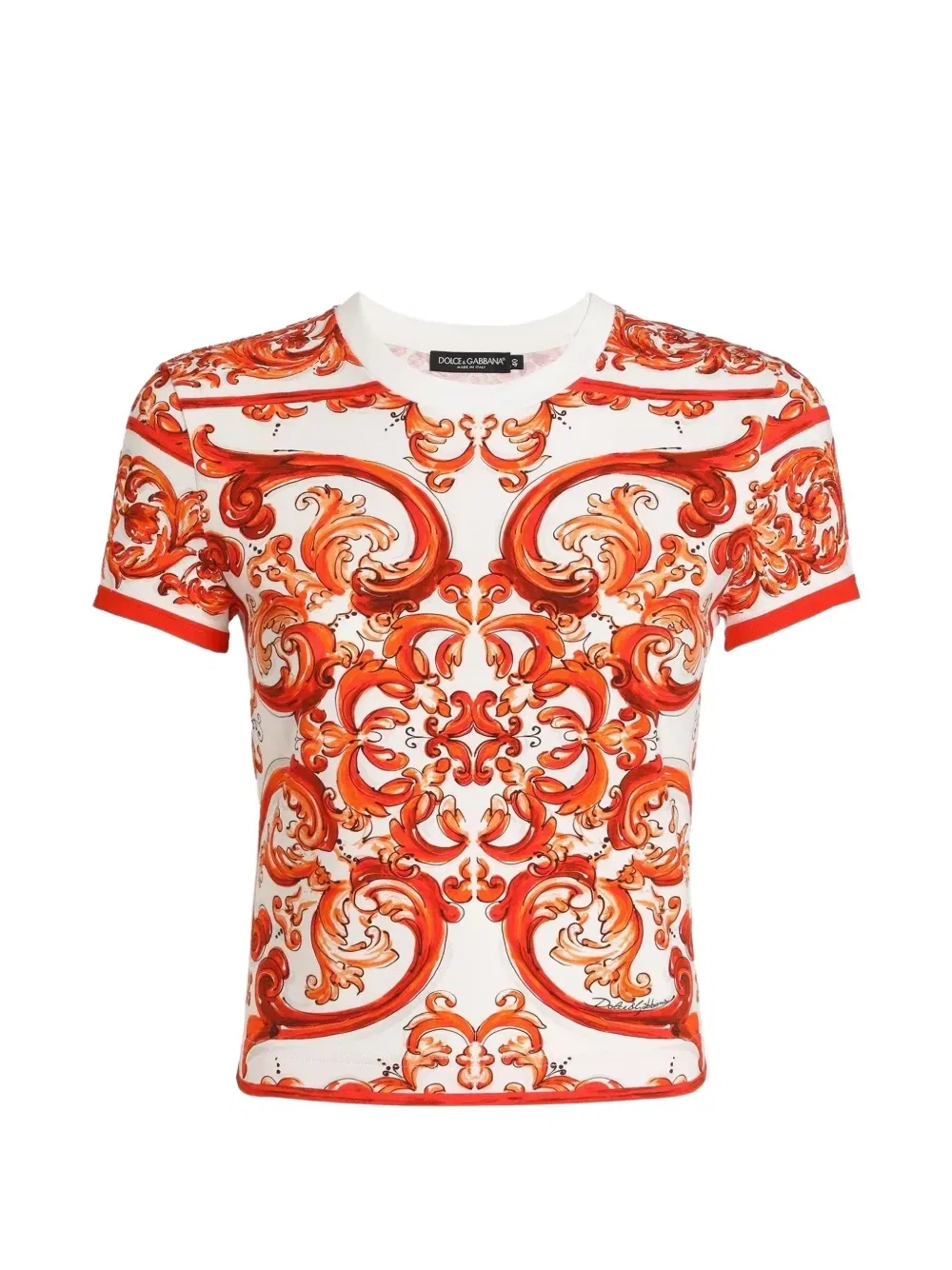 Футболка из джерси с принтом "Майолика" Dolce & Gabbana, белый