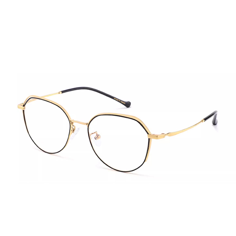 

Sagawa Очки в титановой оправе нестандартной формы унисекс, Black Gold (with Non-prescription Blue Light Blocking Lens)