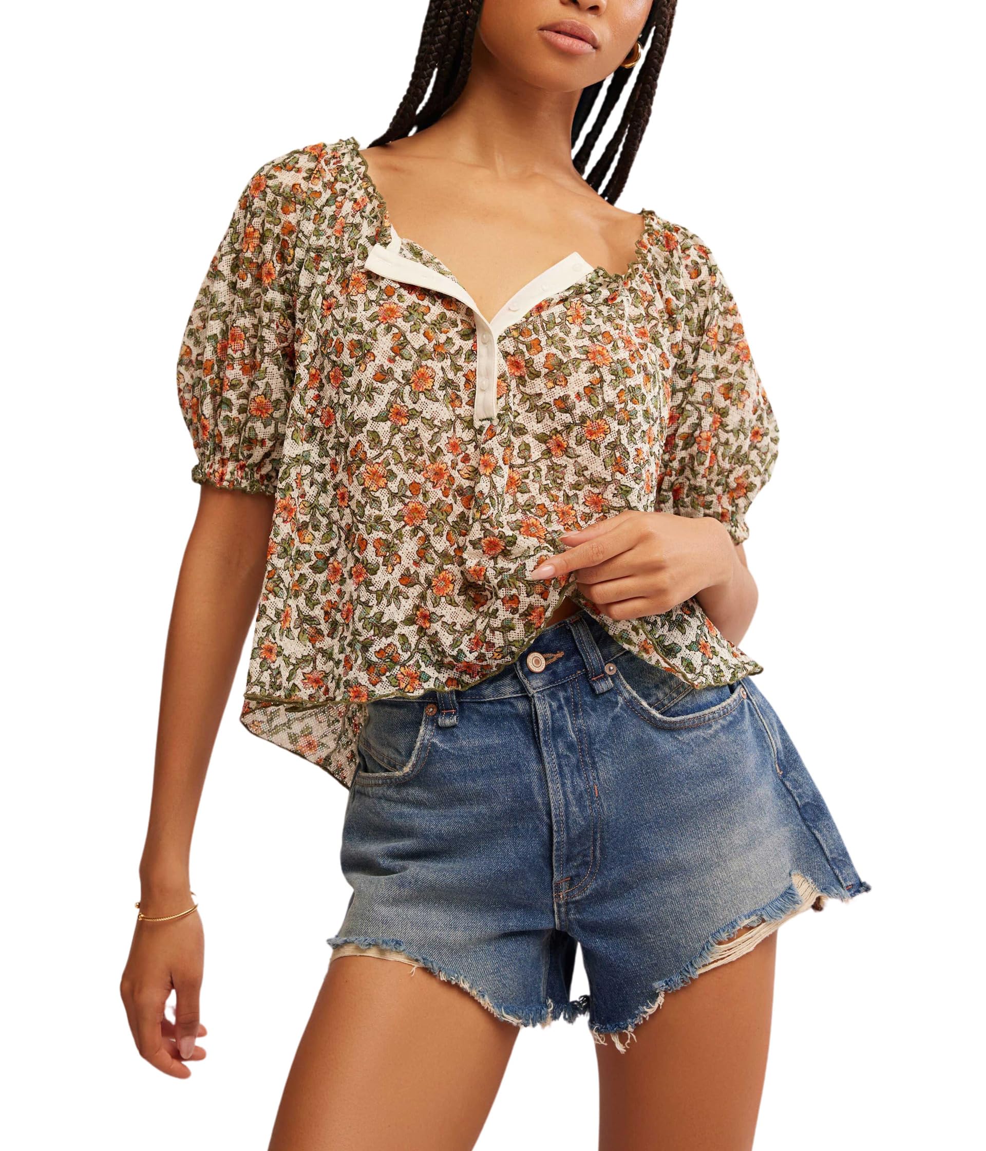 

Топ Free People Astra Peasant Top, цвет Daisy Combo
