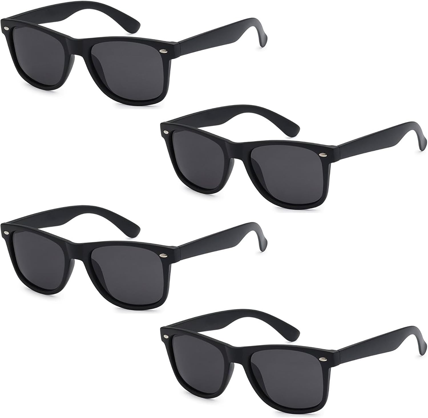 

Солнцезащитные очки с защитой от УФ-излучения для мужчин и женщин – легкие и прочные, унисекс, в стиле ретро 80-х, с гибкими шарнирами, комплект из 4 штук Got Shades, Matte Black | Smoke Lenses