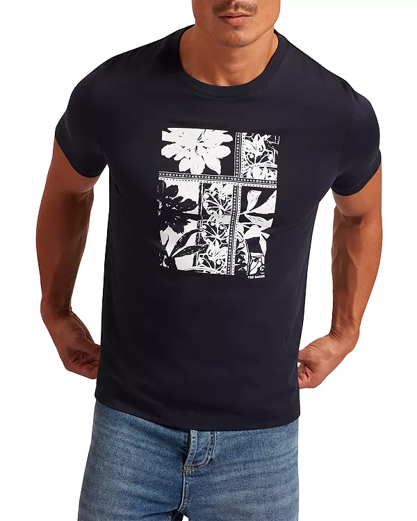 

Хлопковая футболка Koney с цветочным принтом в виде коробочек Ted Baker, синий