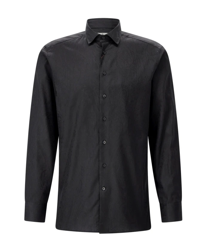 

Атласная рубашка с узором «пейсли» для стильного образа Etro, черный