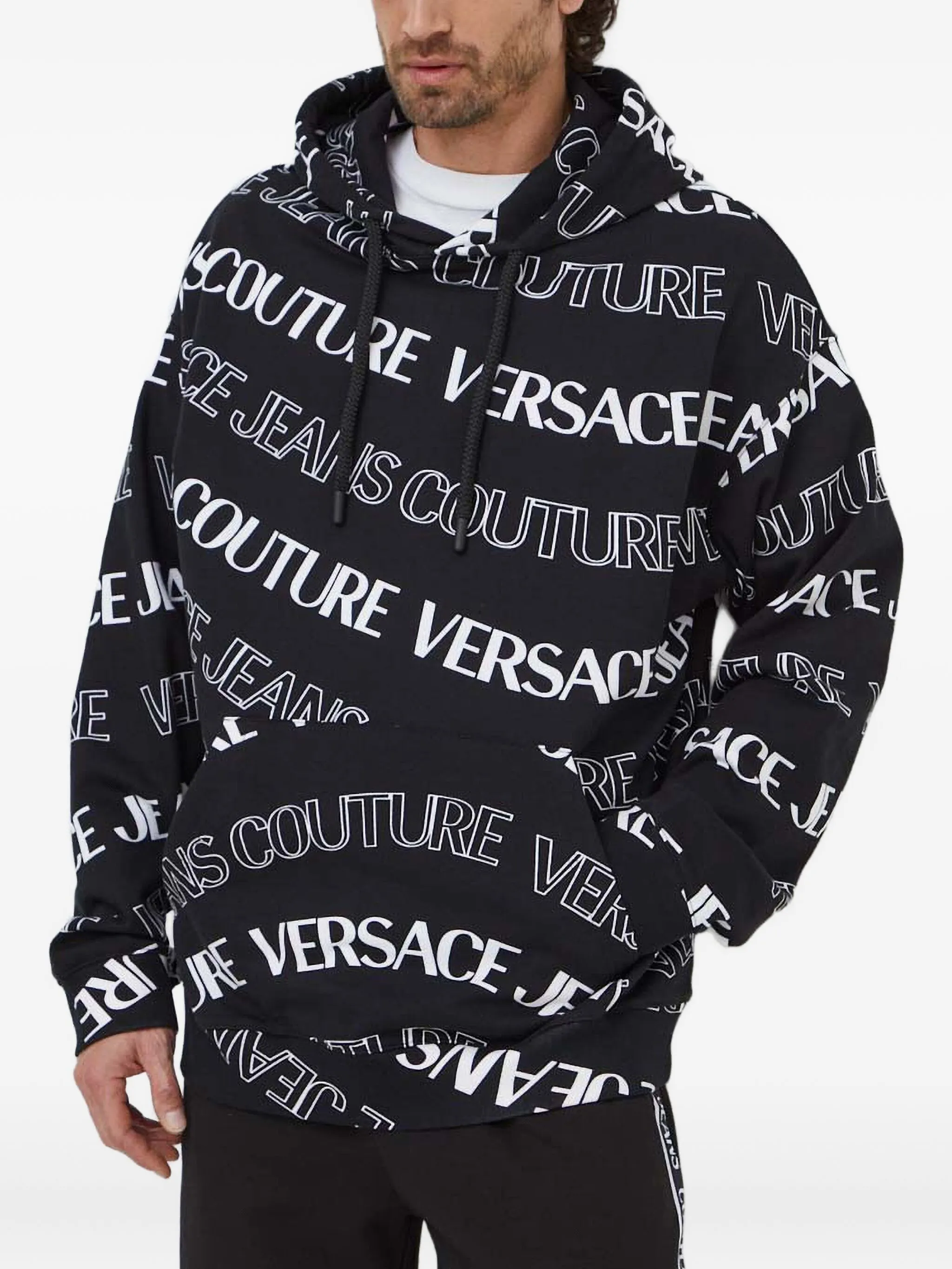 

Худи с кулиской и логотипом Versace Jeans Couture, черный