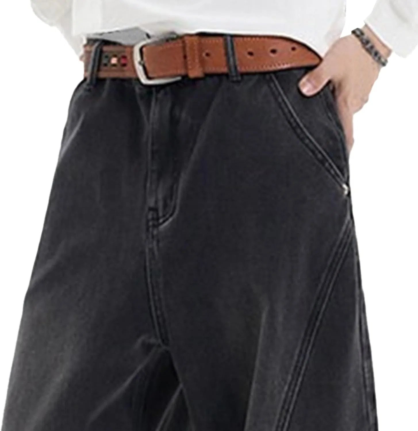 Джинсы свободные Men'sHip Hop Baggy Jeans, Black generic — фото 3