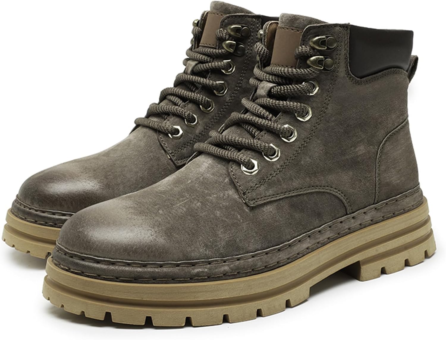 

Мужские зимние туристические ботинки из натуральной кожи с модной теплой флисовой подкладкой, круглым носком, шнуровкой, высокие кроссовки для походов, комфортные, легкие, водонепроницаемые, для пеших прогулок и походов Oxneuhg, серый