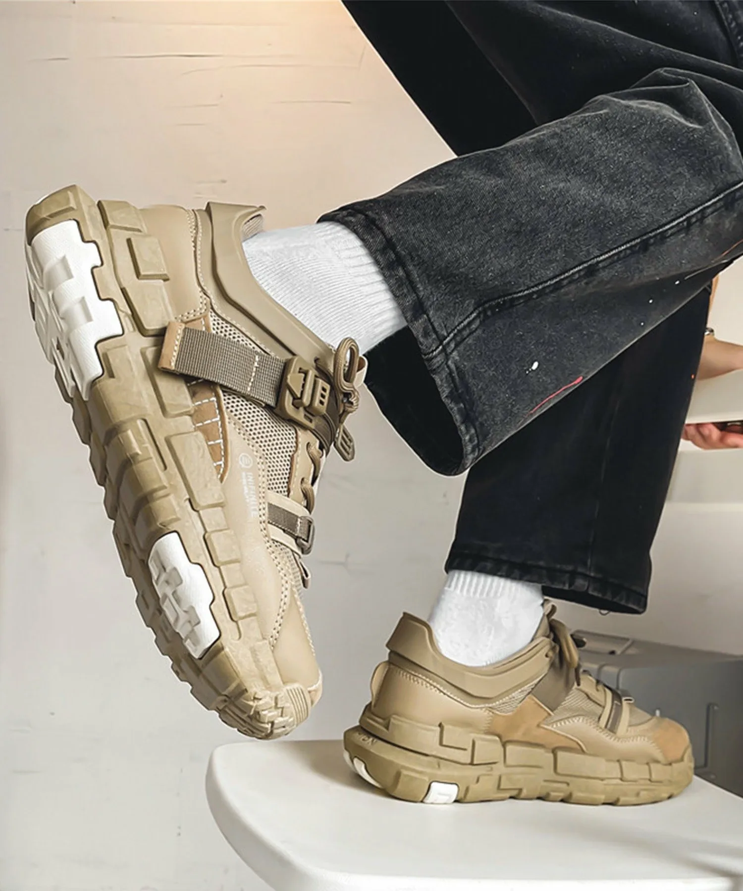 Aimoha Мужские повседневные уличные кроссовки на платформе Aimoha Mens, beige — фото 2