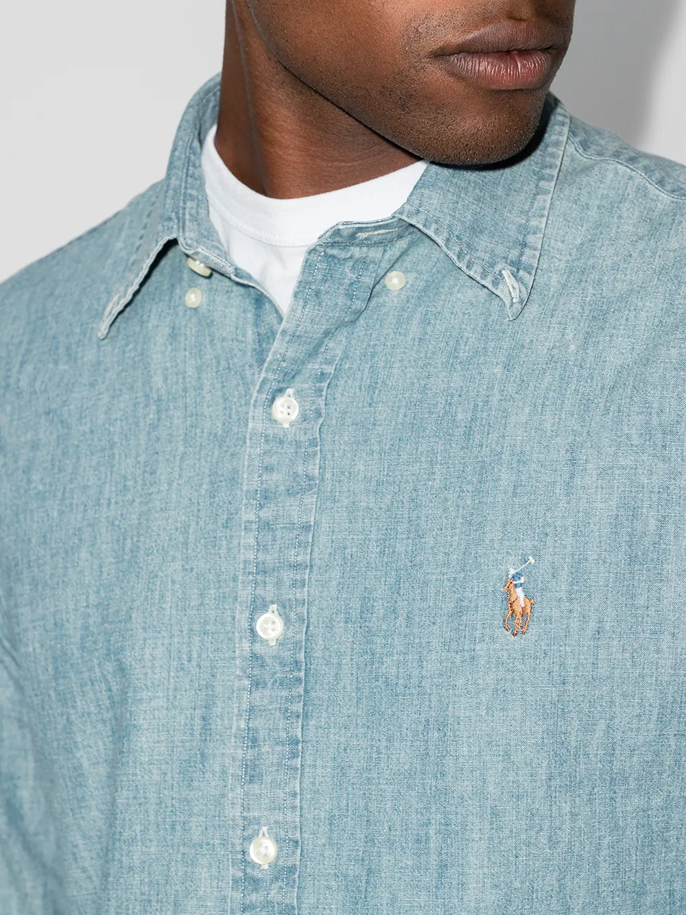 Рубашка Polo Pony из ткани шамбре POLO RALPH LAUREN, синий — фото 4