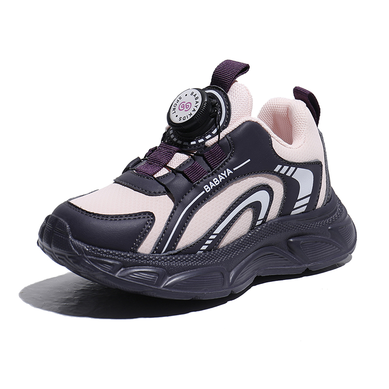 

Детские кроссовки для бега низкие дышащие нескользящие из искусственной кожи Kids' Babaya, фиолетовый розовый