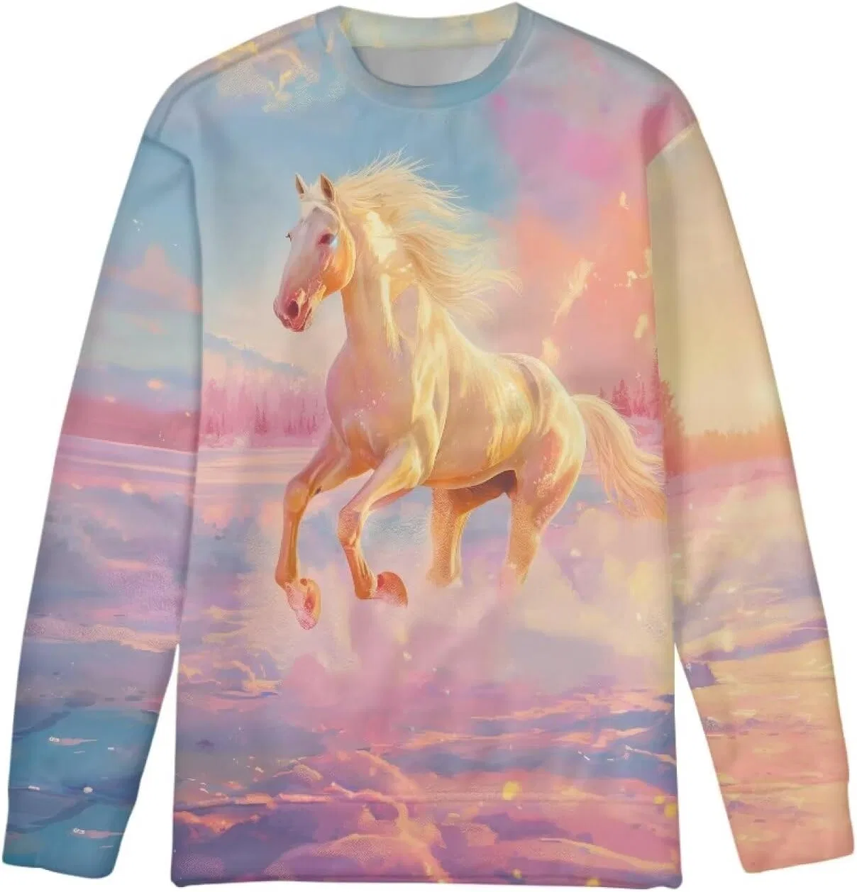 Свитшот детский с принтом ZPINXIGN, лошадь и радуга, цвет Horse Rainbow 2 — фото 3