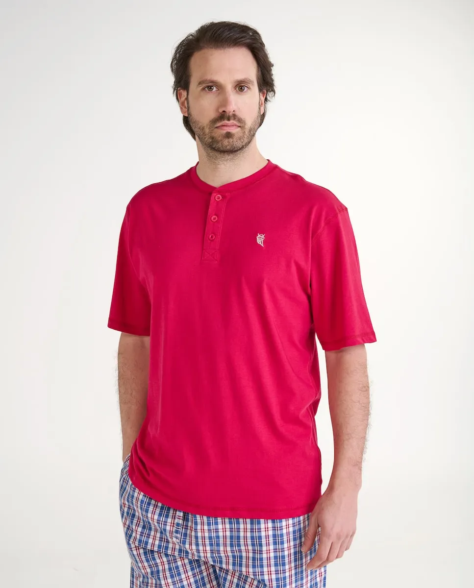 

Короткая пижамная футболка для мужчин синего цвета El Búho Nocturno