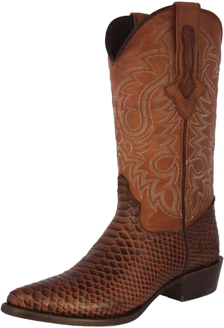 

Мужские ковбойские сапоги Texas Legacy из кожи коньячного цвета с западным дизайном, принт змеи Питон, модель J Toe, Cognac