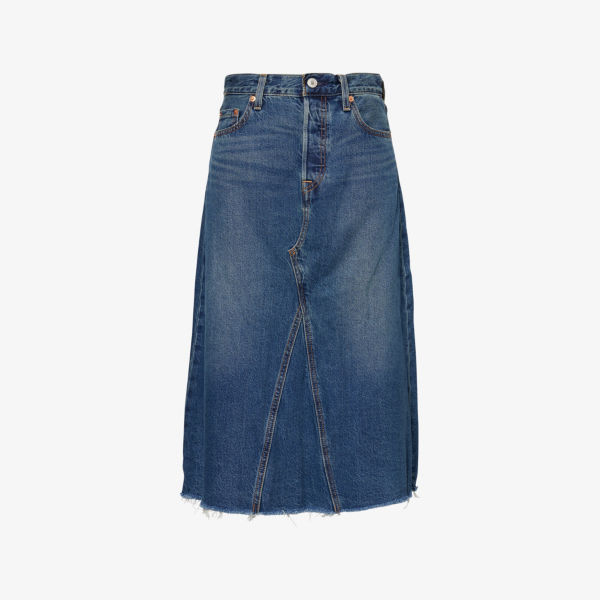 

Джинсовая миди-юбка Levis А-силуэта с деконструированным дизайном, синий