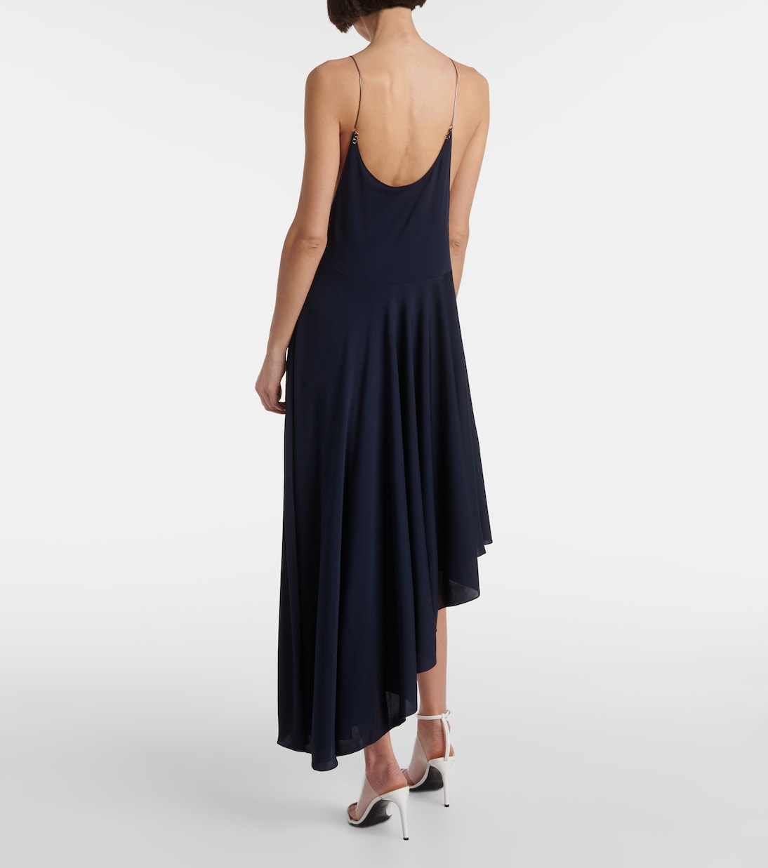 Асимметричное платье-комбинация из джерси Alaïa, Encre — фото 3