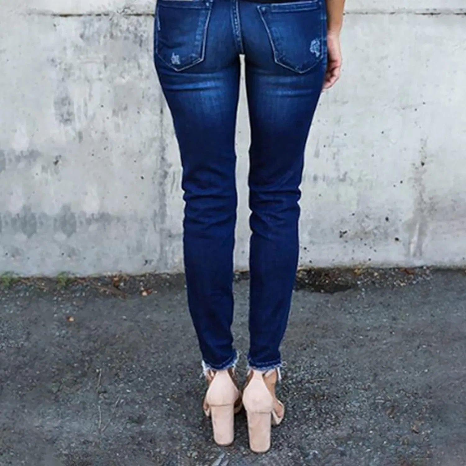 Джинсы скинни, High Waisted, темно-синий — фото 4