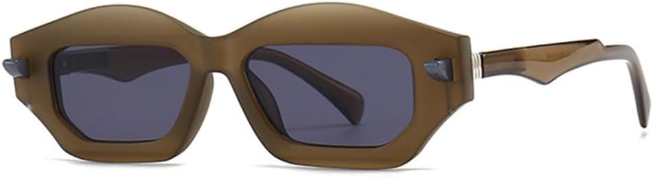 

Модные солнцезащитные очки Polygon 2027 для женщин с градиентным покрытием, защита от УФ-излучения UV400, ретро-стиль, заклепки, мужские солнцезащитные очки MTZJH, Olive Green Grey