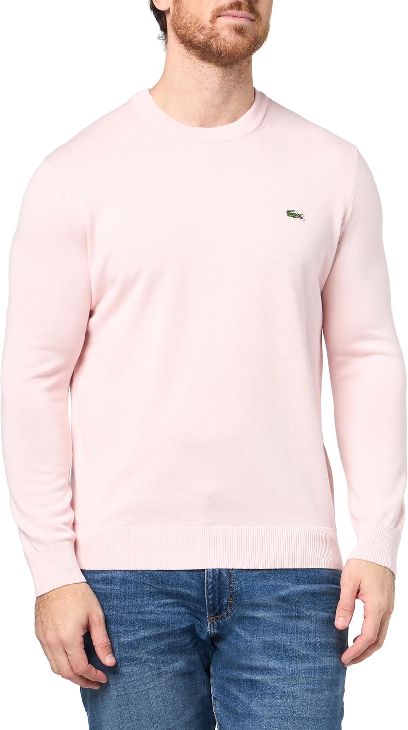 

Lacoste мужской свитер с длинным рукавом и круглым вырезом, обычный крой, Flamingo