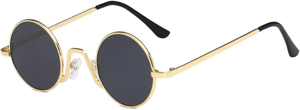 

Солнцезащитные очки с защитой UV400 | Маленькая круглая металлическая оправа в стиле панк | Для женщин и мужчин | Для занятий спортом на открытом воздухе и вождения DSVIGF, Gold Gray