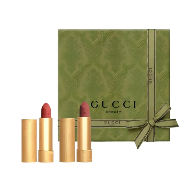 GUCCI Подарочный набор помады Golden Tube Two Tone с эффектом сияния, Velvet Mist #217+Velvet Mist #208