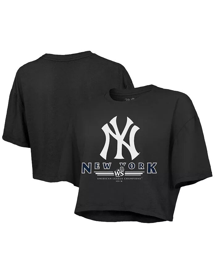 

Женская черная укороченная свободная футболка New York Yankees 2024 American League Champions Fanatics