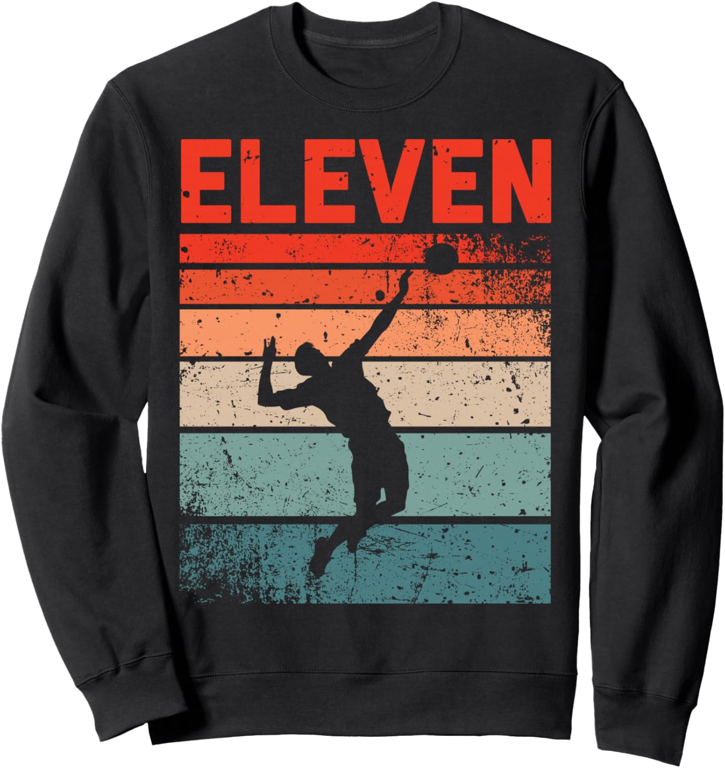 

Ретро-толстовка на тему волейбола к 11-летию для мальчиков и девочек 11 лет Retro Volleyball Player Birthday Designs, черный