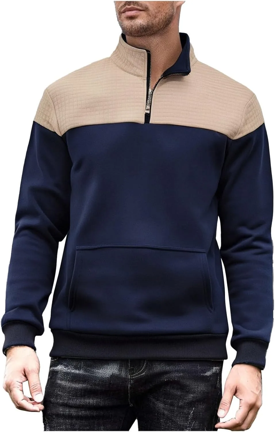 

Мужской тонкий пуловер с четвертью молнией — легкий трикотажный свитер для офиса и выходных