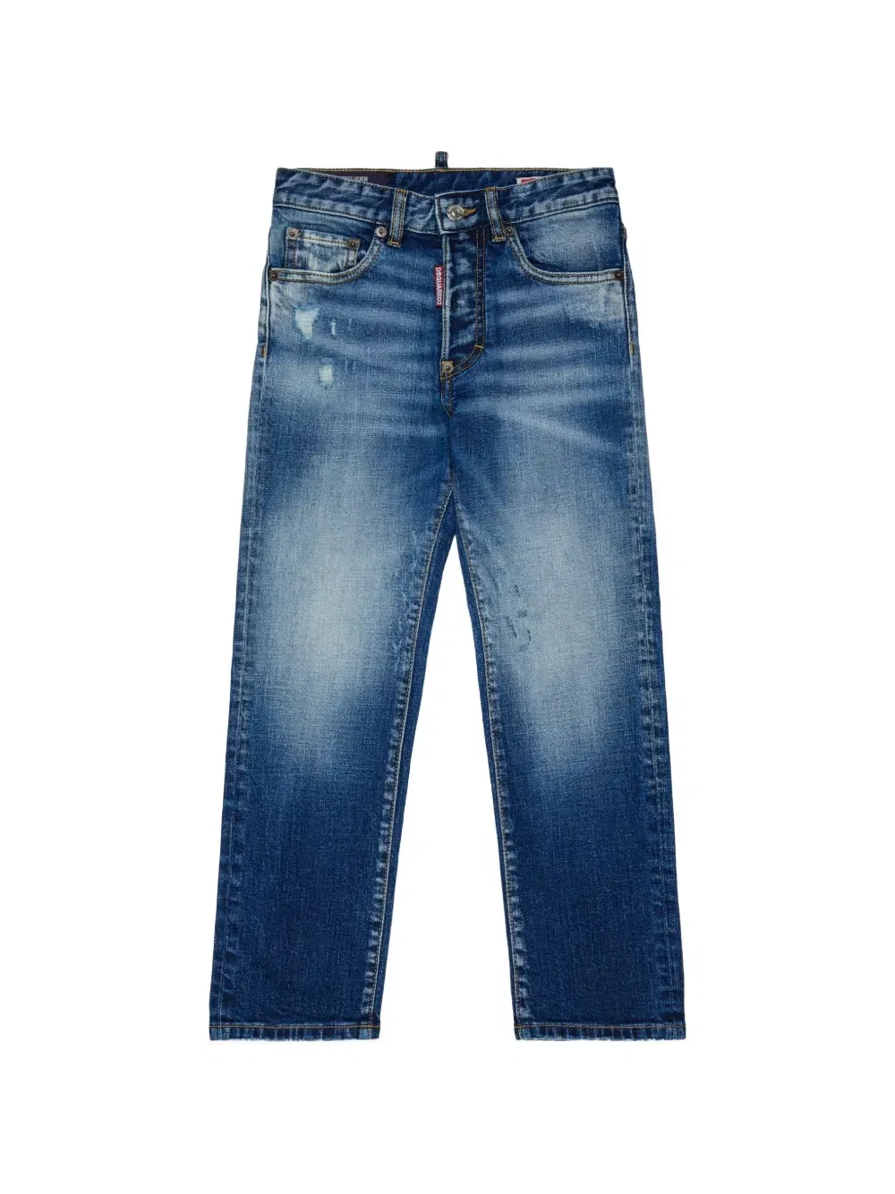Прямые джинсы с эффектом потертости Dsquared2 Kids, синий