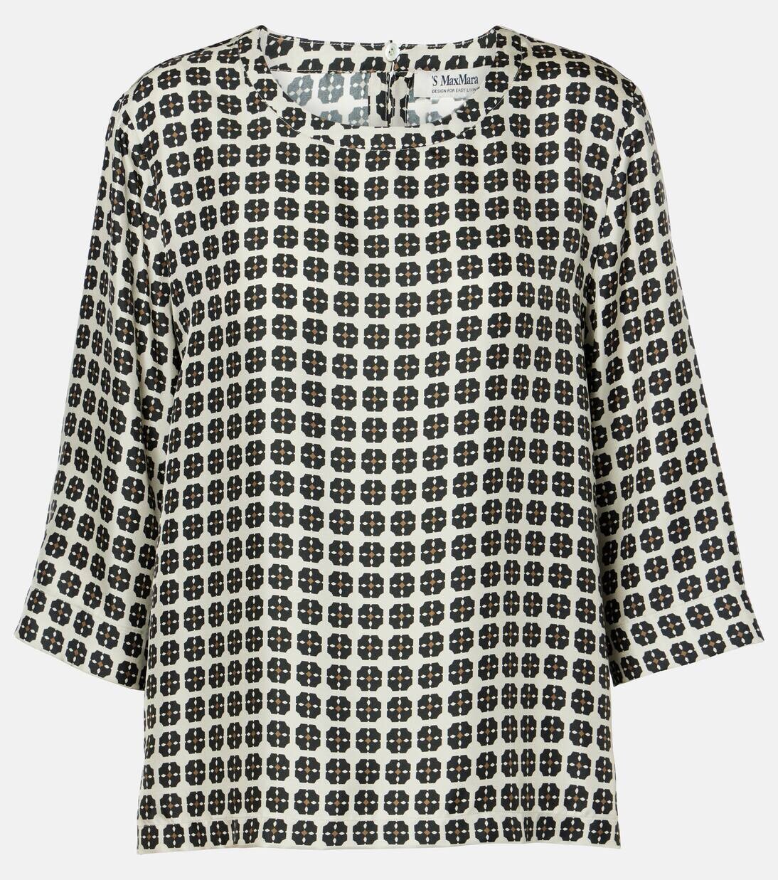 

Шелковый топ в клетку Ribes 'S Max Mara, цвет ecru nero cam