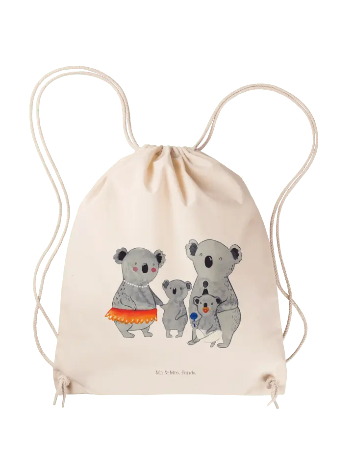 

Спортивная сумка Mr & Mrs Panda Sportbeutel Koala Familie ohne Spruch, кремовый