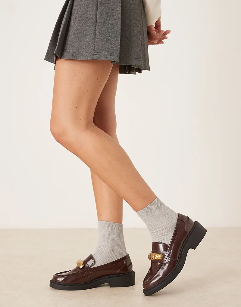 Широкие лоферы ASOS DESIGN с отделкой Mistral коричневого цвета — фото 2