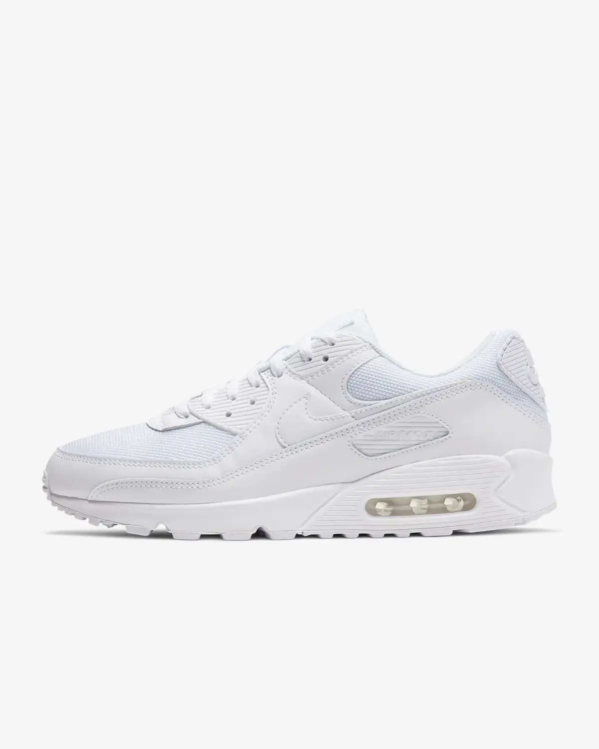 Nike Air Max 90 CN8490-100 Кроссовки мужские белые кожаные низкие беговые — фото 3