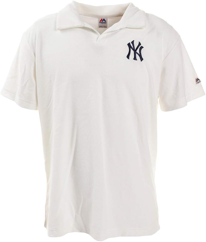 

Мужская бейсбольная футболка-поло Majestic MM04NYK0017 с коротким рукавом и ворсом, белый