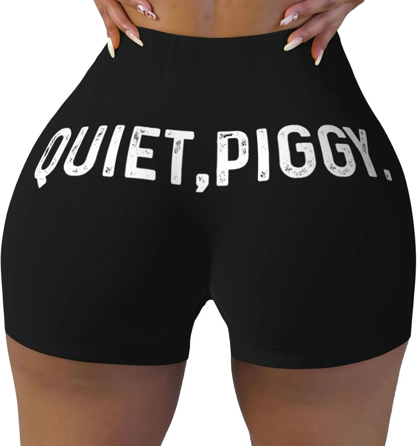 Quiet Piggy женские шорты для спорта с высокой талией - для тренировок, бега, походов, велоспорта и йоги Generic, черный