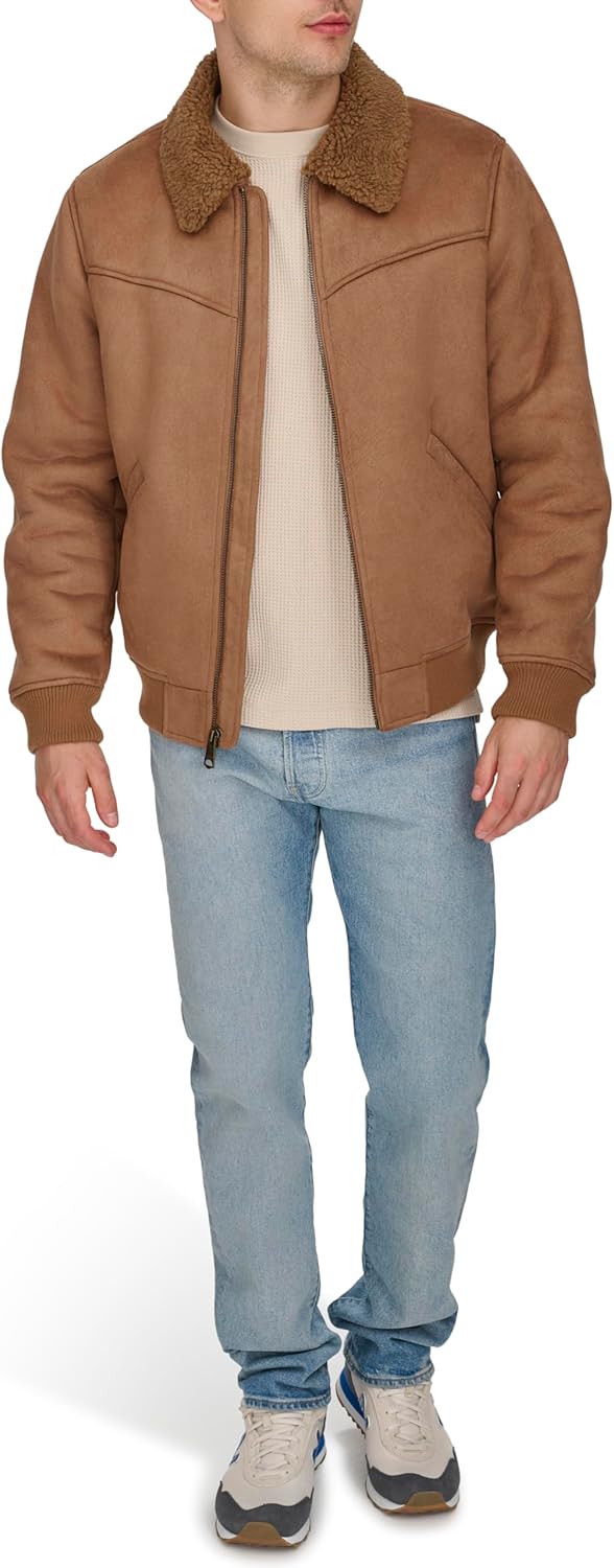 Мужская куртка-бомбер Levi's из искусственной овчины в стиле вестерн, Light Brown — фото 2