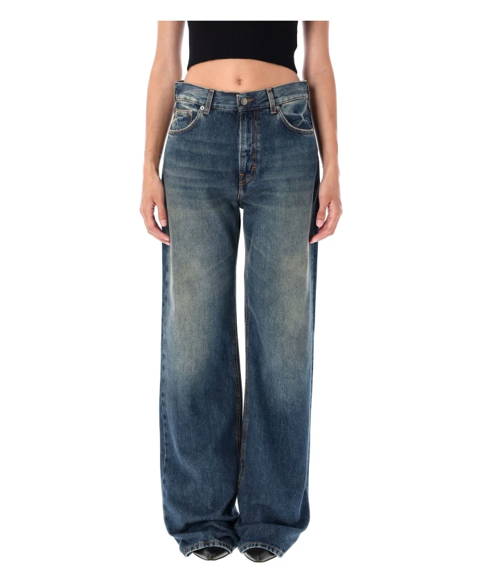 

Джинсы насыщенного синего цвета с широкими штанинами Haikure, синий